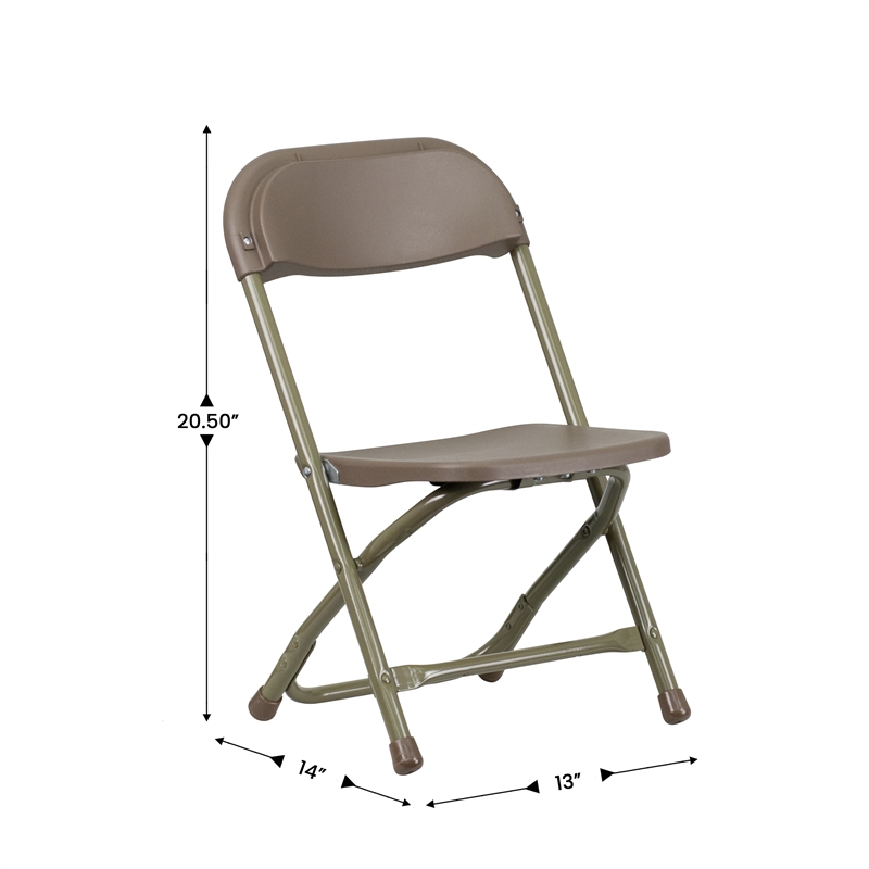 Flash Furniture Plastic and Metal Kid Folding Chair in Brown (Set of 2)