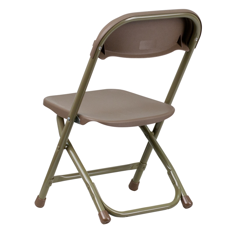 Flash Furniture Plastic and Metal Kid Folding Chair in Brown (Set of 2)