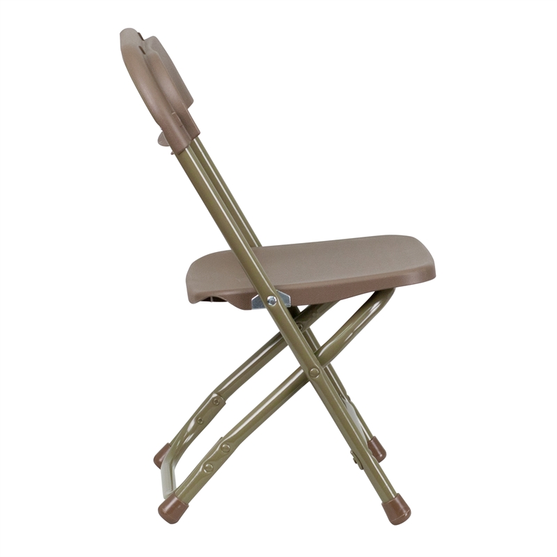 Flash Furniture Plastic and Metal Kid Folding Chair in Brown (Set of 2)