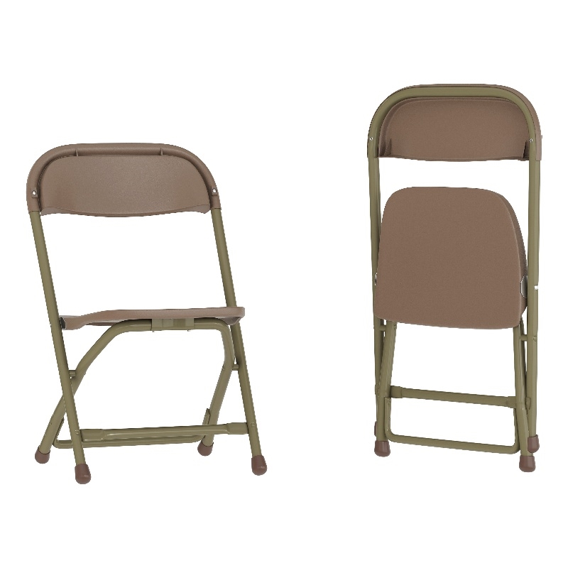 Flash Furniture Plastic and Metal Kid Folding Chair in Brown (Set of 2)