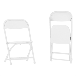 Flash Furniture Plastic and Metal Kid Folding Chair in White (Set of 2)