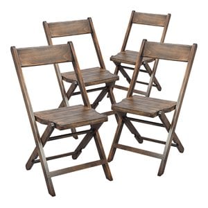 Flash Furniture Folding Wood Wedding Chair in Antique Black (Set of 4)