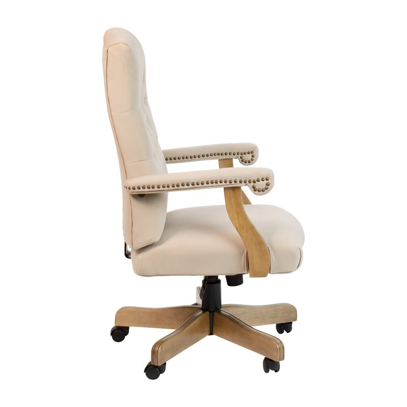 Flash Furniture Microfiber Fabric Executive Swivel Office Chair in Ivory