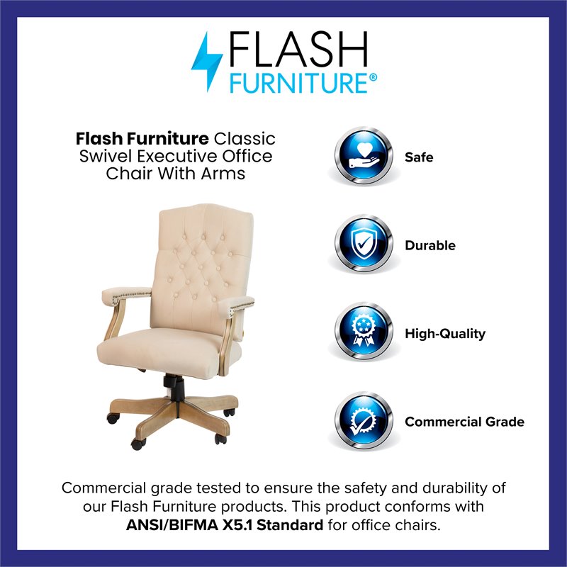 Flash Furniture Microfiber Fabric Executive Swivel Office Chair in Ivory