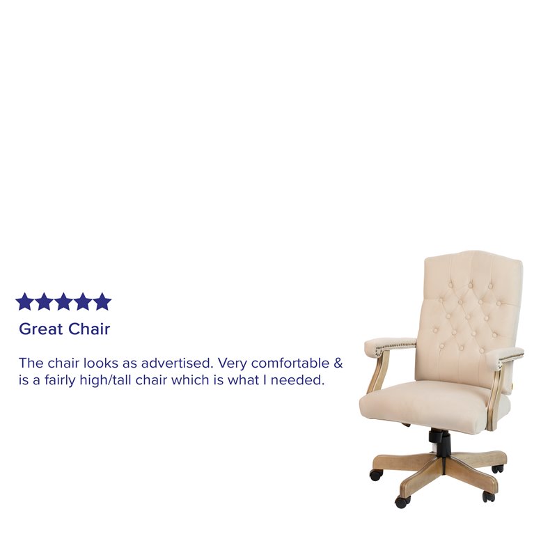 Flash Furniture Microfiber Fabric Executive Swivel Office Chair in Ivory