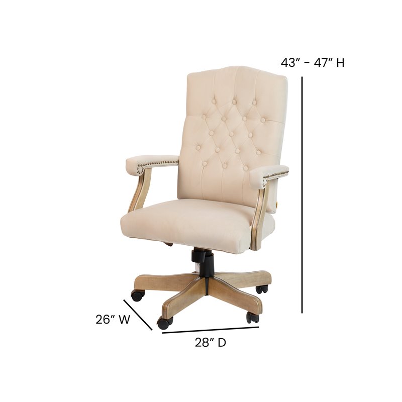 Flash Furniture Microfiber Fabric Executive Swivel Office Chair in Ivory