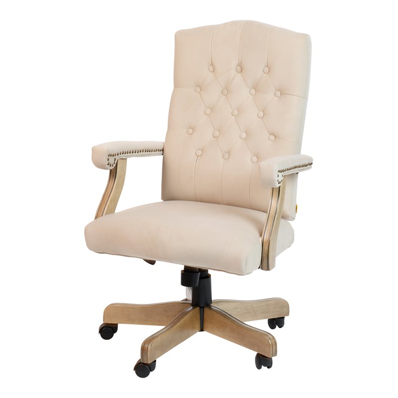 Flash Furniture Microfiber Fabric Executive Swivel Office Chair in Ivory