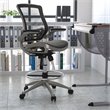 Flash Furniture Metal Drafting Chair with Flip-Up Arms in Black/Graphite Silver