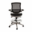Flash Furniture Metal Drafting Chair with Flip-Up Arms in Black/Graphite Silver