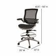 Flash Furniture Metal Drafting Chair with Flip-Up Arms in Black/Graphite Silver