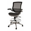 Flash Furniture Metal Drafting Chair with Flip-Up Arms in Black/Graphite Silver