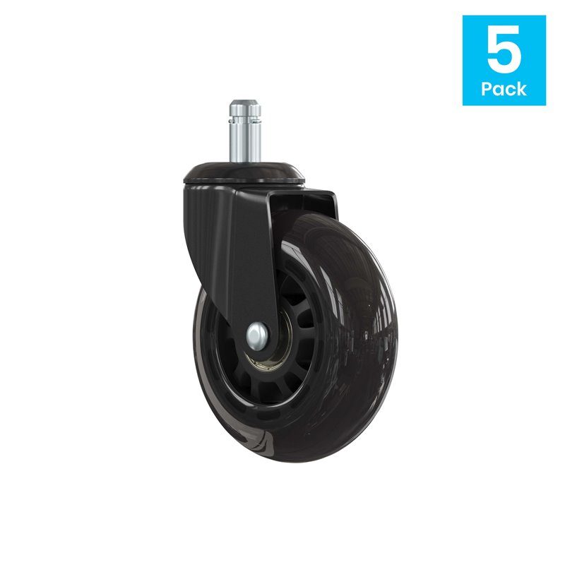Flash Furniture Polyurethane Wheel for Gaming & Office Chair in Black (Set of 5)
