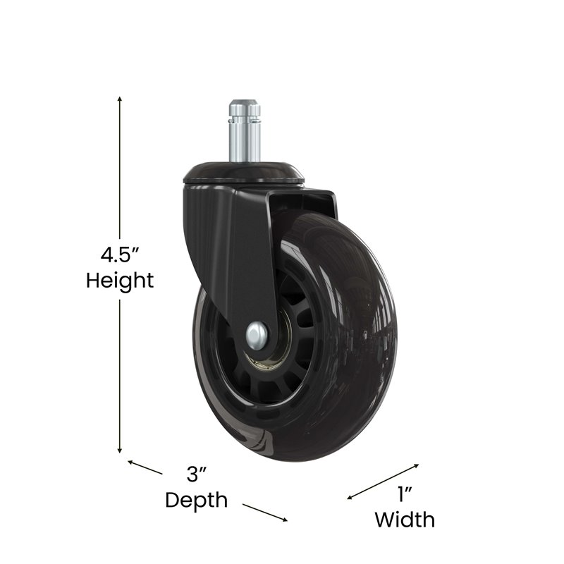 Flash Furniture Polyurethane Wheel for Gaming & Office Chair in Black (Set of 5)