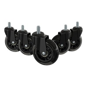 Flash Furniture Polyurethane Wheel for Gaming & Office Chair in Black (Set of 5)