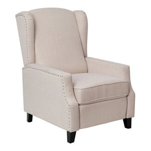Flash Furniture Prescott Wing Back Fabric Pocket Spring Recliner in Cream