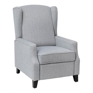 Flash Furniture Prescott Wing Back Fabric Pocket Spring Recliner in Gray