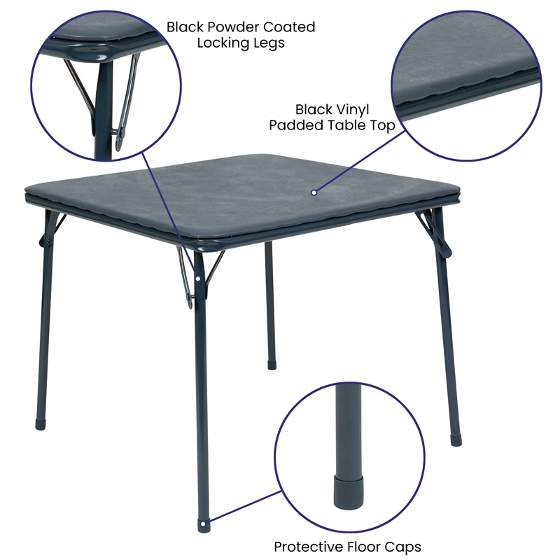 Flash Furniture 5PC Metal Kids Folding Activity Table and Chairs Set in Navy