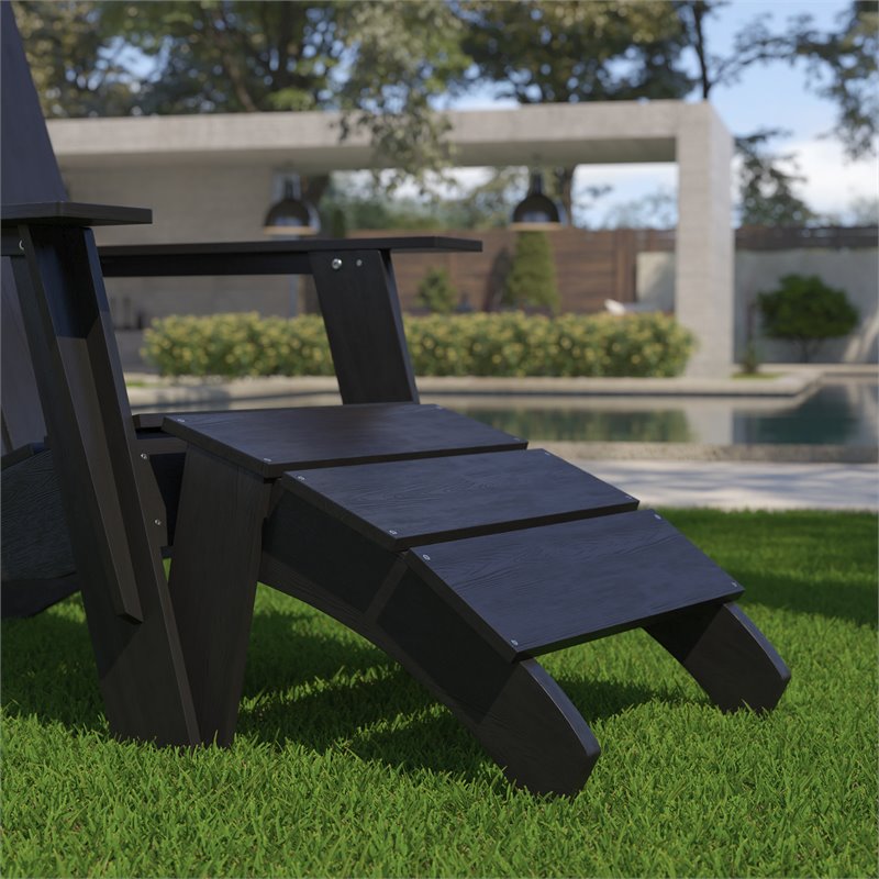 Flash Furniture Sawyer Indoor/Outdoor Resin Adirondack Ottoman in Black