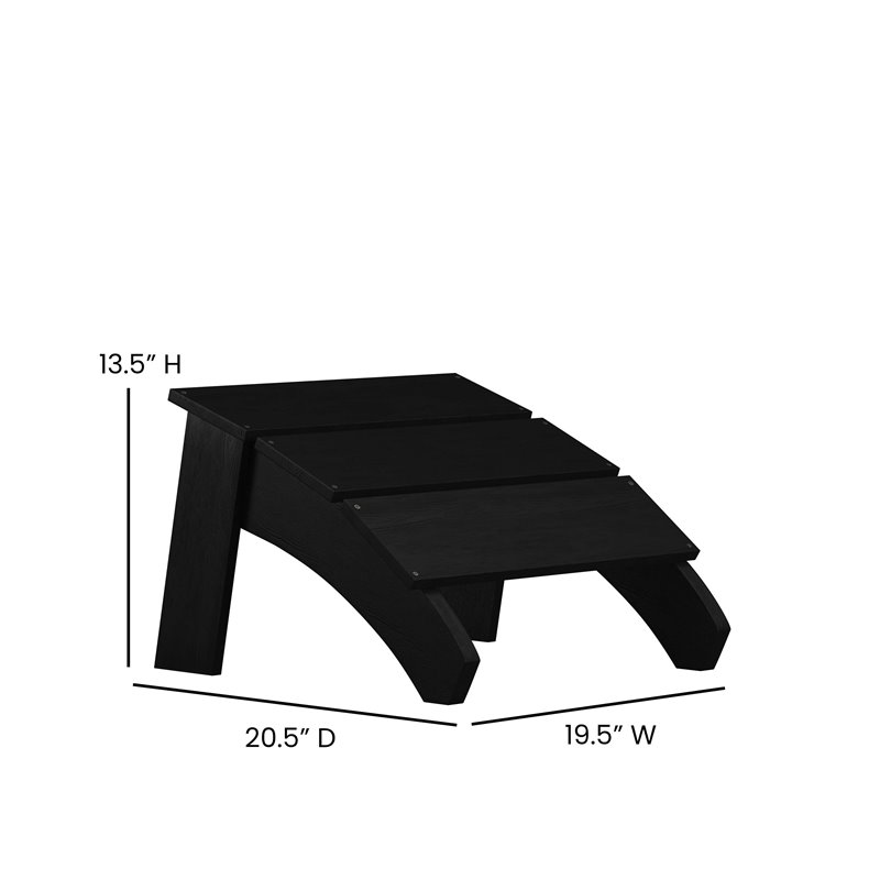 Flash Furniture Sawyer Indoor/Outdoor Resin Adirondack Ottoman in Black