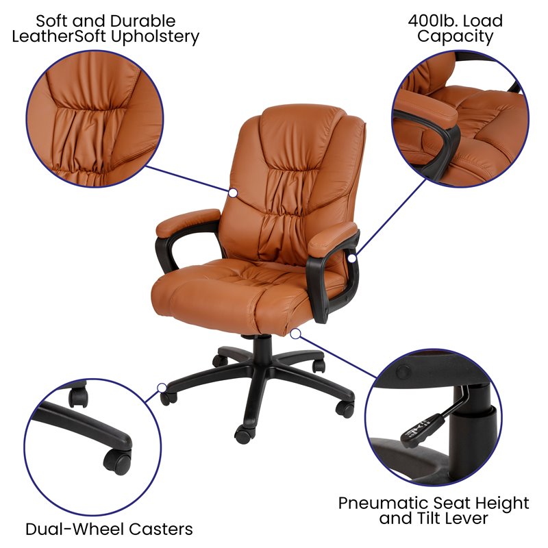 Flash Furniture Flash Fundamentals LeatherSoft Executive Office Chair in Brown