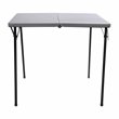 Flash Furniture Square Bi-Fold Metal Folding Table with Carrying Handle in Gray