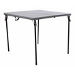 Flash Furniture Square Bi-Fold Metal Folding Table with Carrying Handle in Gray