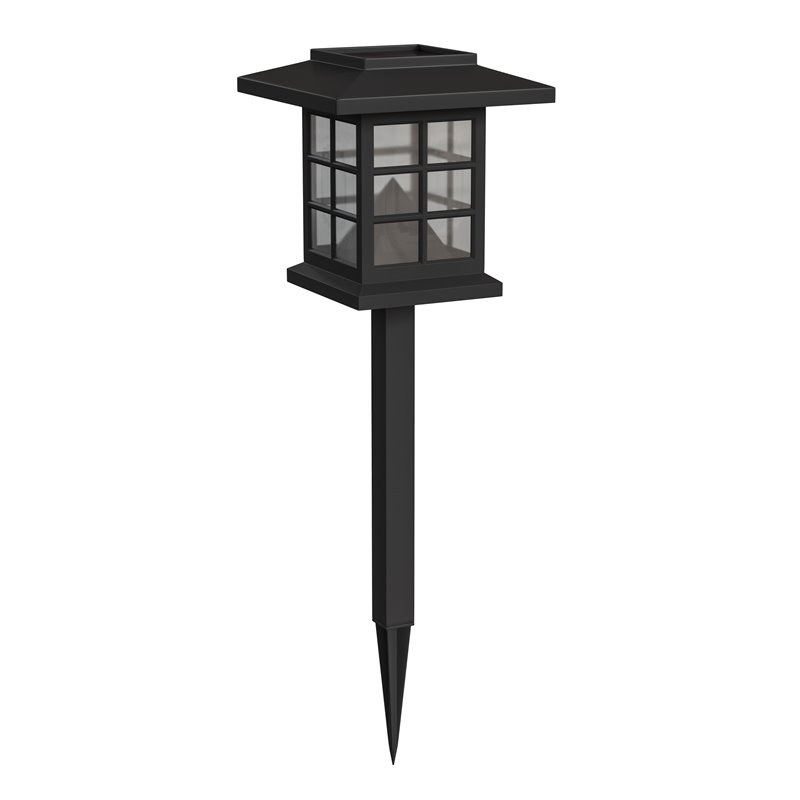 Flash Furniture Solar Powered LED Plastic Landscape Lights in Black (Set of 8)