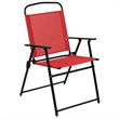 Flash Furniture Nantucket 6PC Plastic Patio Umbrella Table & Chairs Set in Red