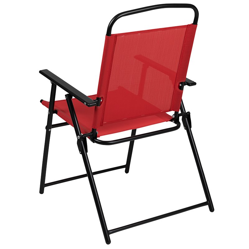 Flash Furniture Nantucket 6PC Plastic Patio Umbrella Table & Chairs Set in Red