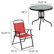 Flash Furniture Nantucket 6PC Plastic Patio Umbrella Table & Chairs Set in Red