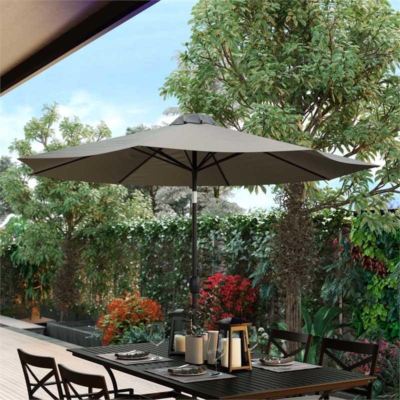 Flash Furniture 9 FT Round Aluminum Umbrella with 1.5