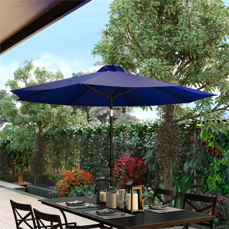 Flash Furniture 9 FT Round Aluminum Umbrella with 1.5