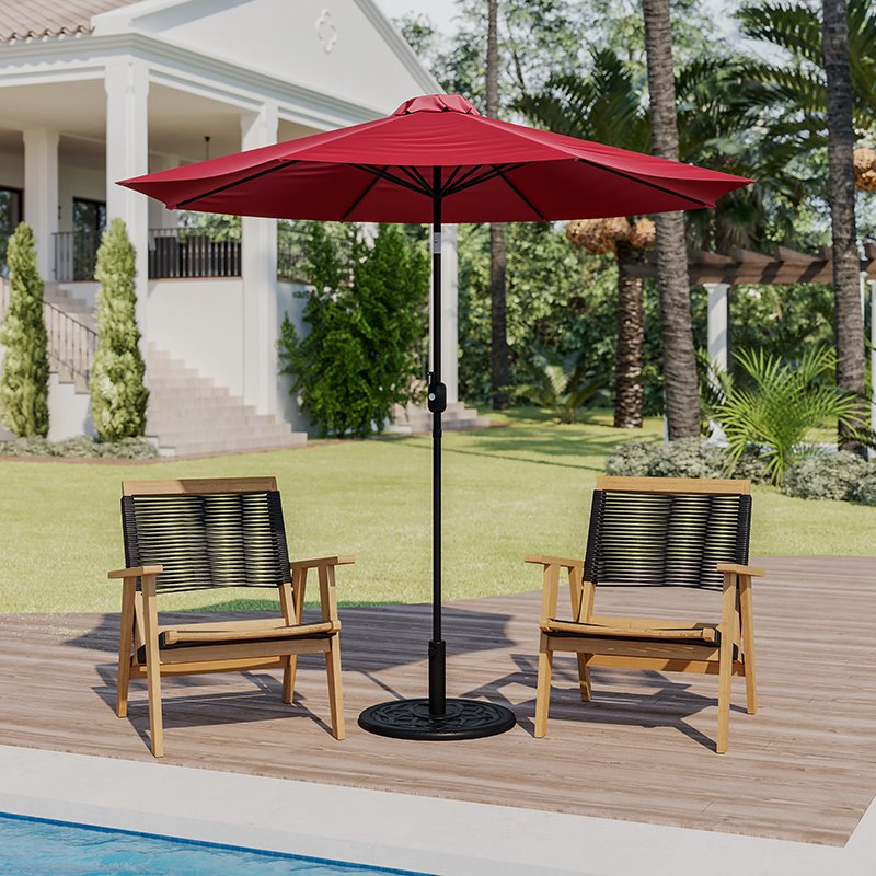 Flash Furniture 9 FT Round Aluminum Umbrella with 1.5