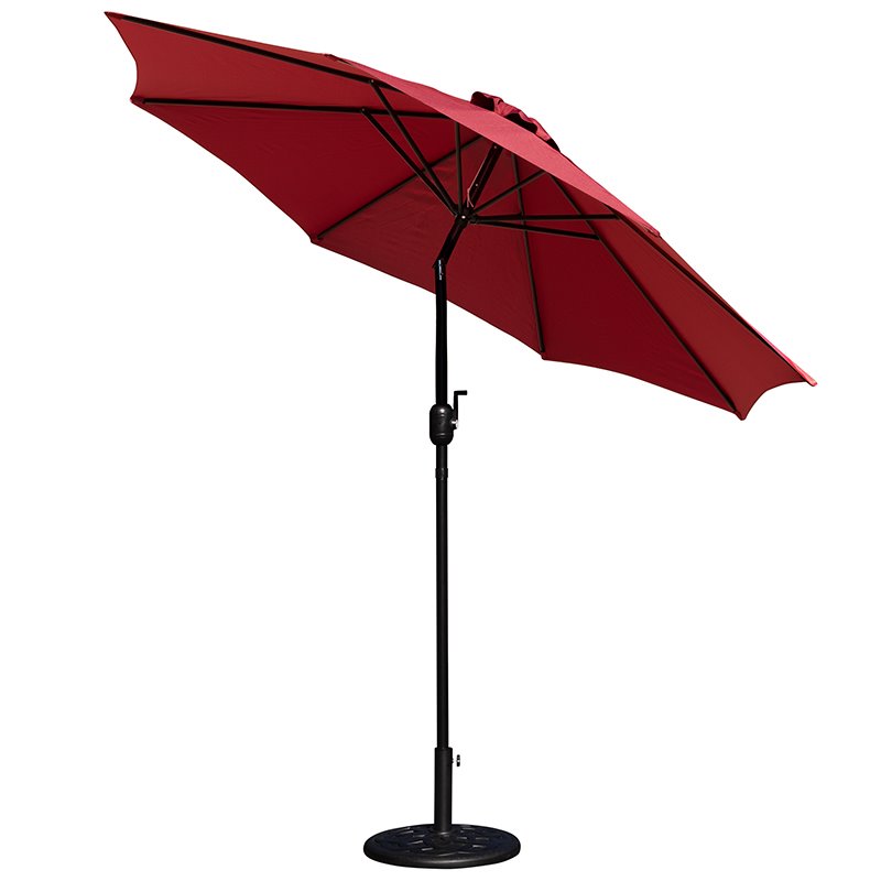 Flash Furniture 9 FT Aluminum Bundled Set Umbrella and Waterproof Base in Red