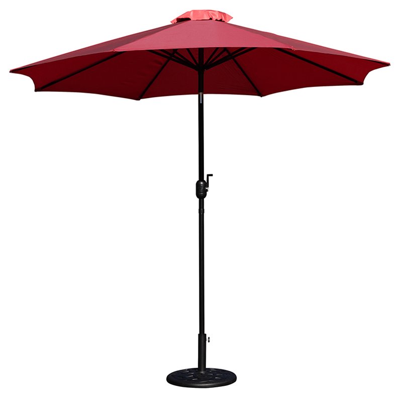 Flash Furniture 9 FT Aluminum Bundled Set Umbrella and Waterproof Base in Red