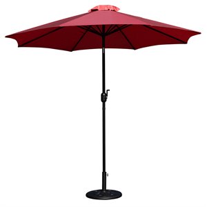 Flash Furniture 9 FT Aluminum Bundled Set Umbrella and Waterproof Base in Red