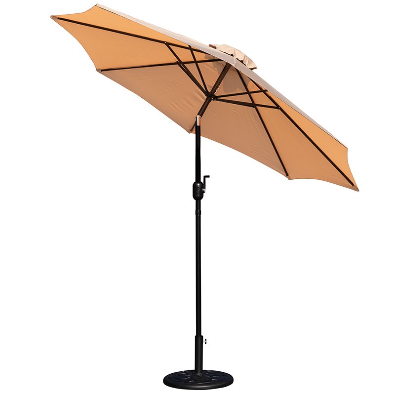 Flash Furniture 9 FT Aluminum Bundled Set Umbrella and Waterproof Base in Tan