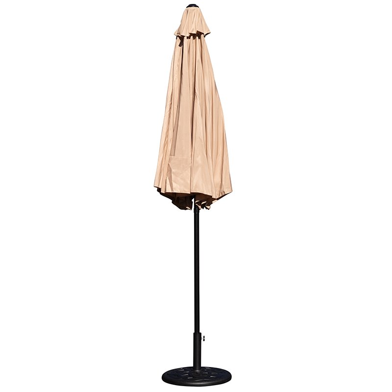 Flash Furniture 9 FT Aluminum Bundled Set Umbrella and Waterproof Base in Tan
