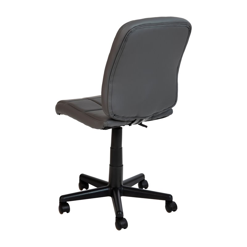 Flash Furniture Mid-Back Quilted Plastic and Metal Home Office Chair in Gray