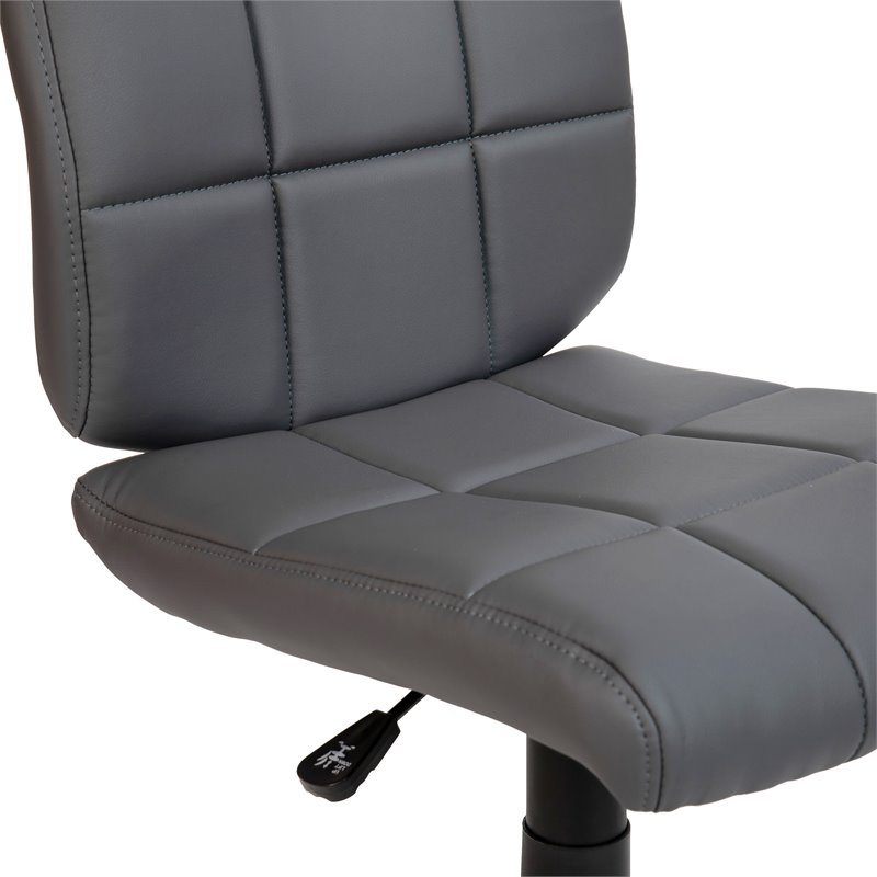 Flash Furniture Mid-Back Quilted Plastic and Metal Home Office Chair in Gray