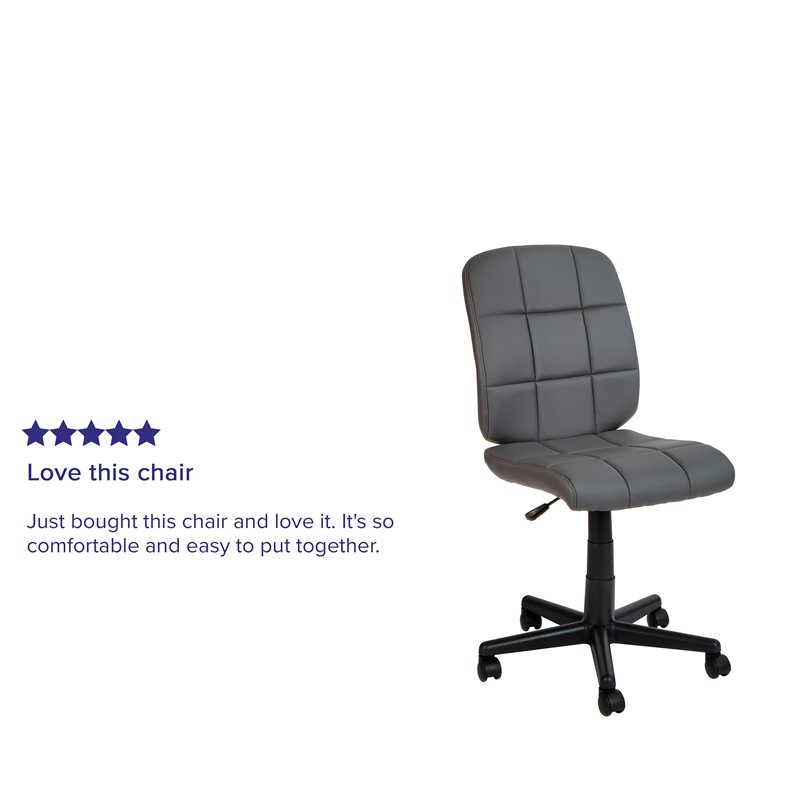 Flash Furniture Mid-Back Quilted Plastic and Metal Home Office Chair in Gray