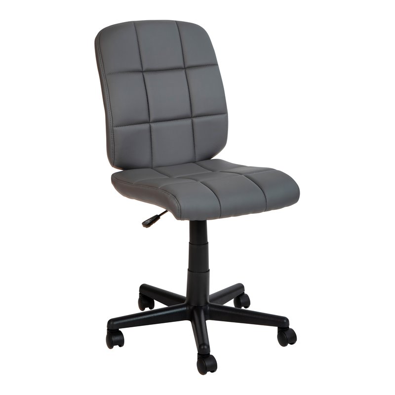 Flash Furniture Mid-Back Quilted Plastic and Metal Home Office Chair in Gray