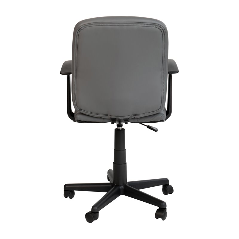 Flash Furniture Mid-Back Quilted Plastic Home Office Chair with Arms in Gray