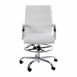 Flash Furniture Mid-Back Adjustable Foot Ring Metal Drafting Chair in White