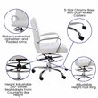 Flash Furniture Mid-Back Adjustable Foot Ring Metal Drafting Chair in White