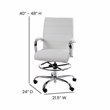 Flash Furniture Mid-Back Adjustable Foot Ring Metal Drafting Chair in White
