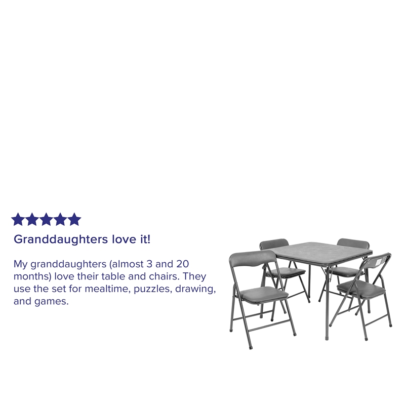 Flash Furniture 5PC Plastic Kids Folding Activity Table and Chairs Set in Gray