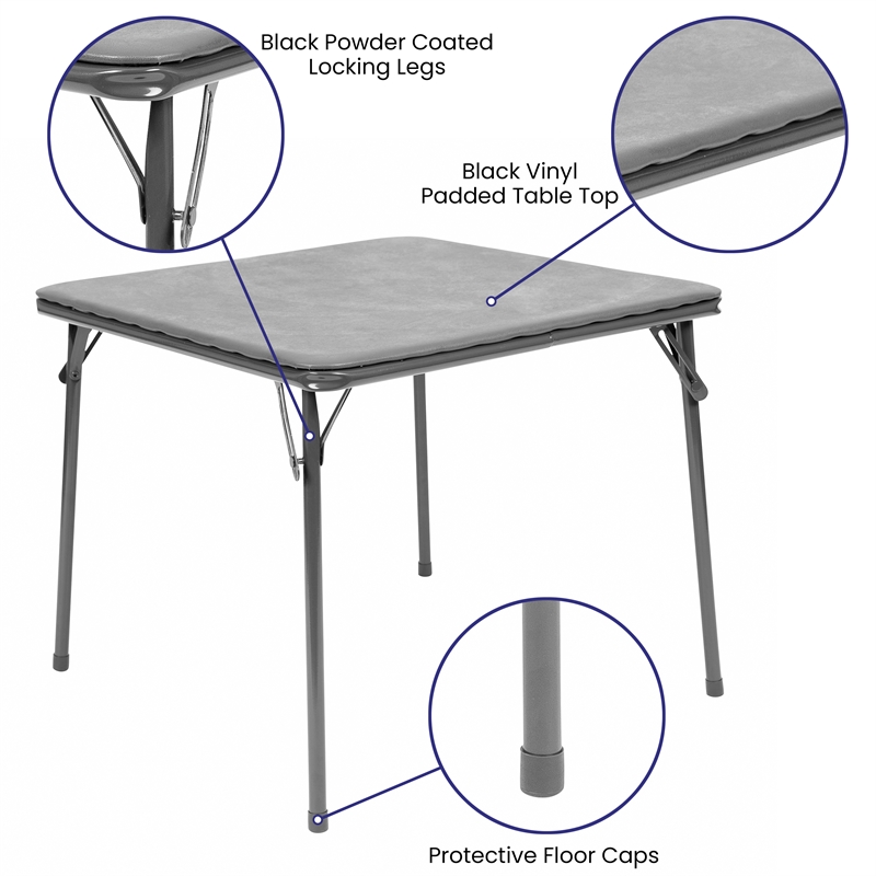 Flash Furniture 5PC Plastic Kids Folding Activity Table and Chairs Set in Gray