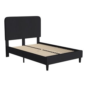 Flash Furniture Addison Fabric Full Platform Bed with Headboard in Charcoal