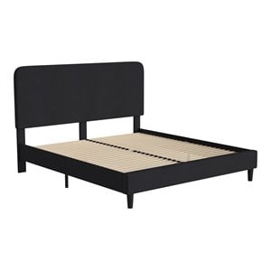 Flash Furniture Addison Fabric King Platform Bed with Headboard in Charcoal